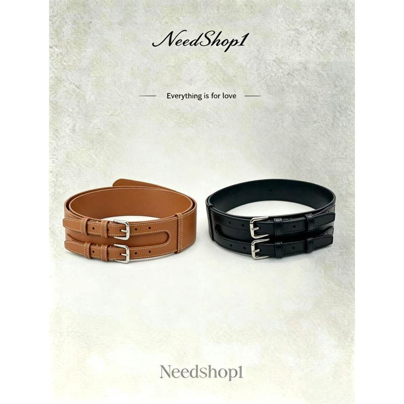 Needshop1【Two-Tone Leather Belt】Versatile Warm-Toned Waist Belt