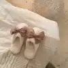 ins Korean version of winter indoor home non-slip warm cute girl heart sweet bow plush cotton slippers