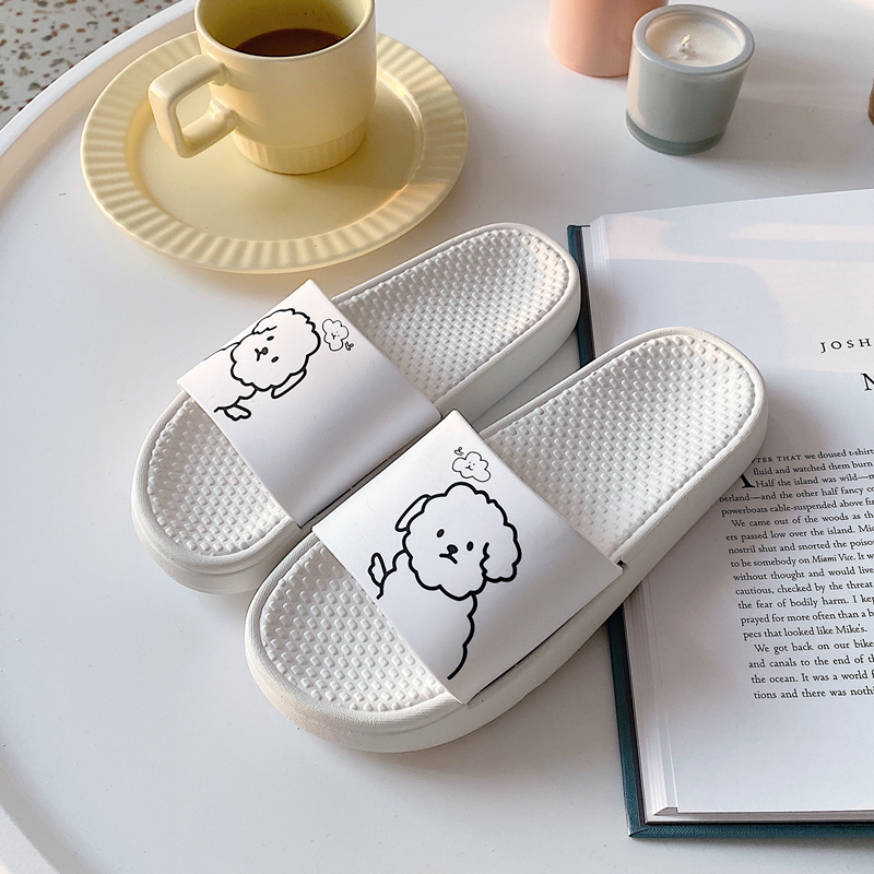 South Korea Ins Wind Cute Cartoon Slippers Female Summer Non-slip Home Outwear Student Fashion 100 Lap Thick Bottom Sandals