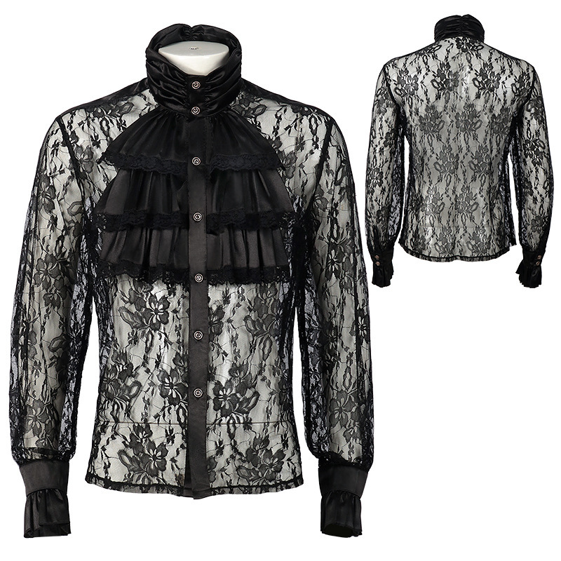 Medieval Retro Lace Shirt Steampunk Shirt Renaissance Gothic Dark Style Cosplay Top Medieval Retro Lace Shirt Steampunk Shirt Renaissance Gothic Dark Style Cosplay Top