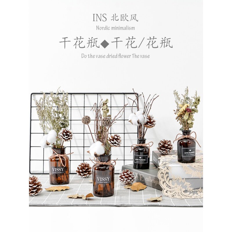Brown dry flower vase ins Sen Department photo photography props home decoration ornaments bouquet holiday gift gift