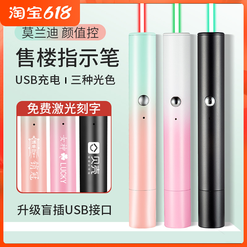 Sample House Display Centre Laser Pen Charging Sand Disc Shooting Pen Portable Infrared Teaching Whip Teaching Green Light Green Coach Laser Light