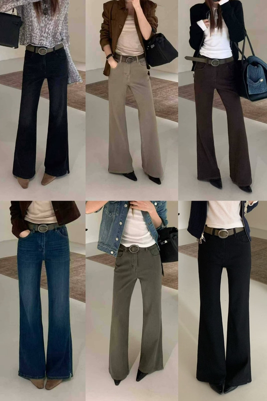 Old Money Style Flared Jeans for Women, Petite Size, Hip-Covering, Slimming, Drapey, Versatile, Palace Jeans 39301