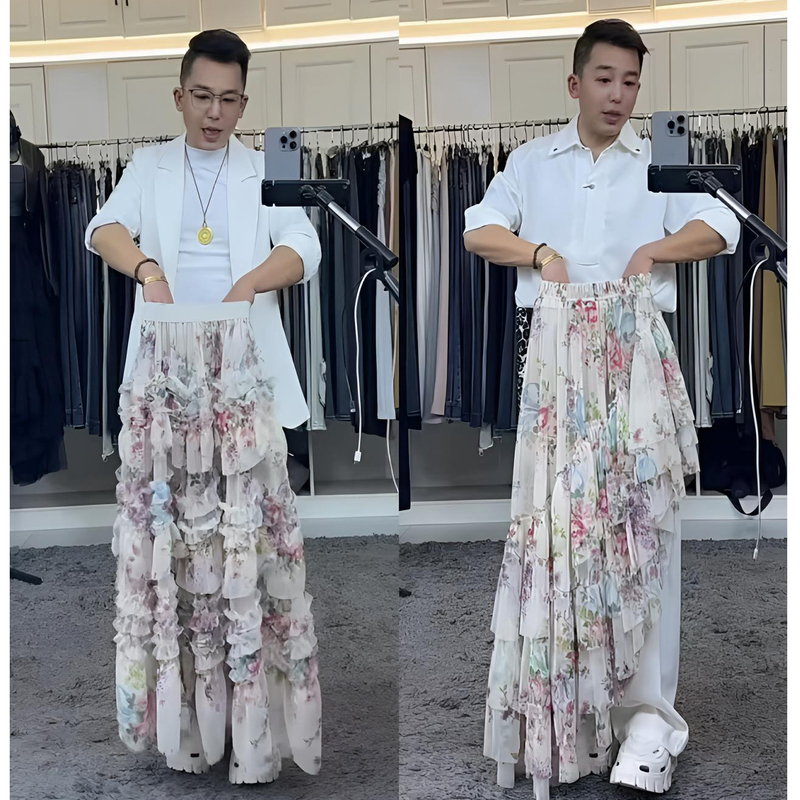 Yanlong Apparel 3002 Stylish and Gentle Women's Summer New Mesh Lace Cake Layered Floral Skirt