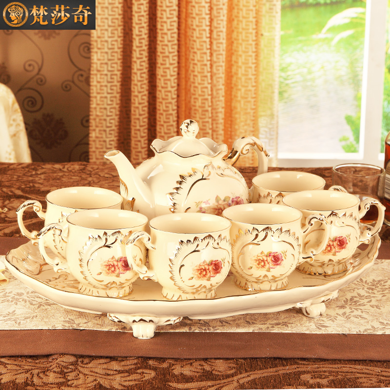 Tea set home ceramic teacup high-grade European tea set light luxury Nordic style home living room afternoon teapot