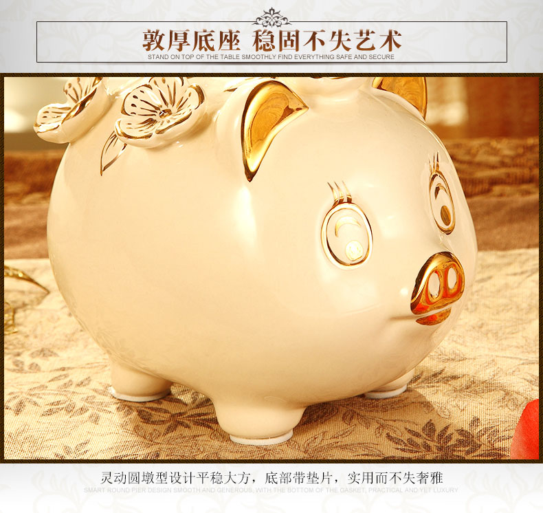 Vatican Sally 's European ceramics gold baby pig piggy bank furnishing articles birthday gift money - a box piggy bank