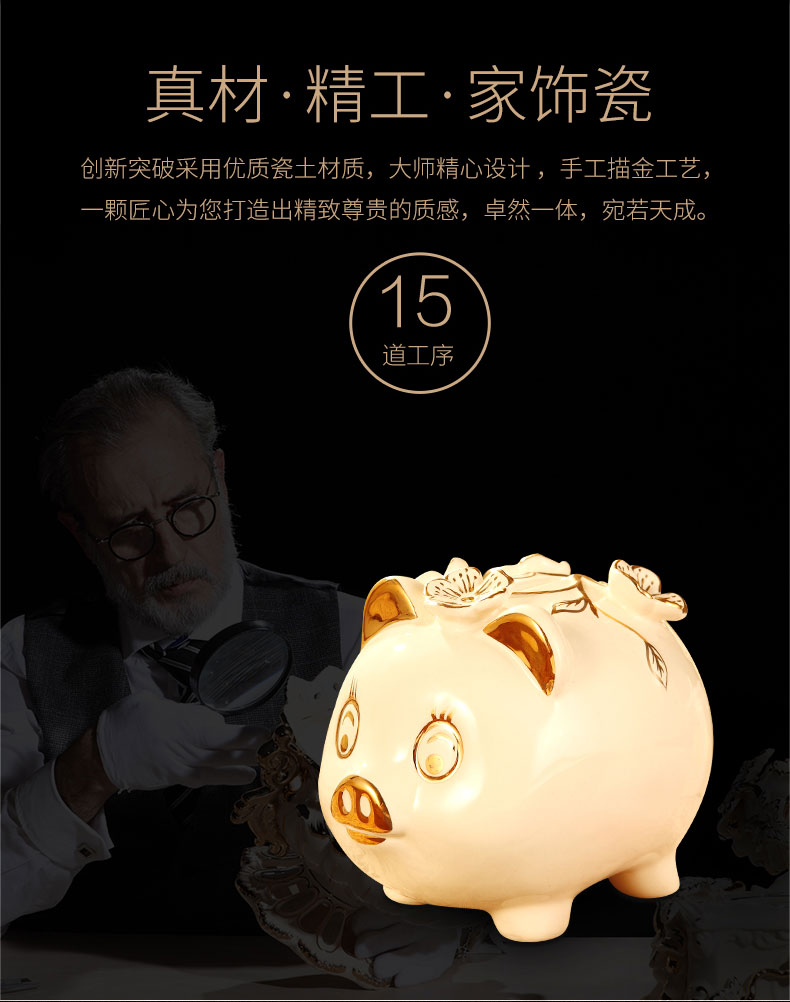 Vatican Sally 's European ceramics gold baby pig piggy bank furnishing articles birthday gift money - a box piggy bank