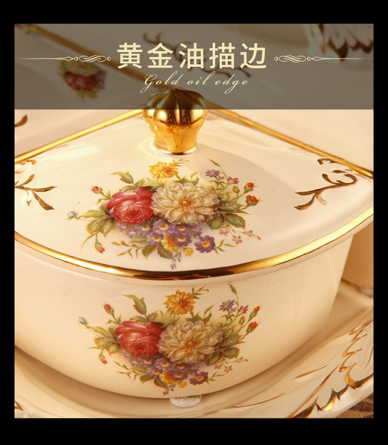 Europe type dry fruit tray dried fruit box frame with cover creative ceramic bowl sitting room candy box of candy plate of Chinese New Year the Spring Festival