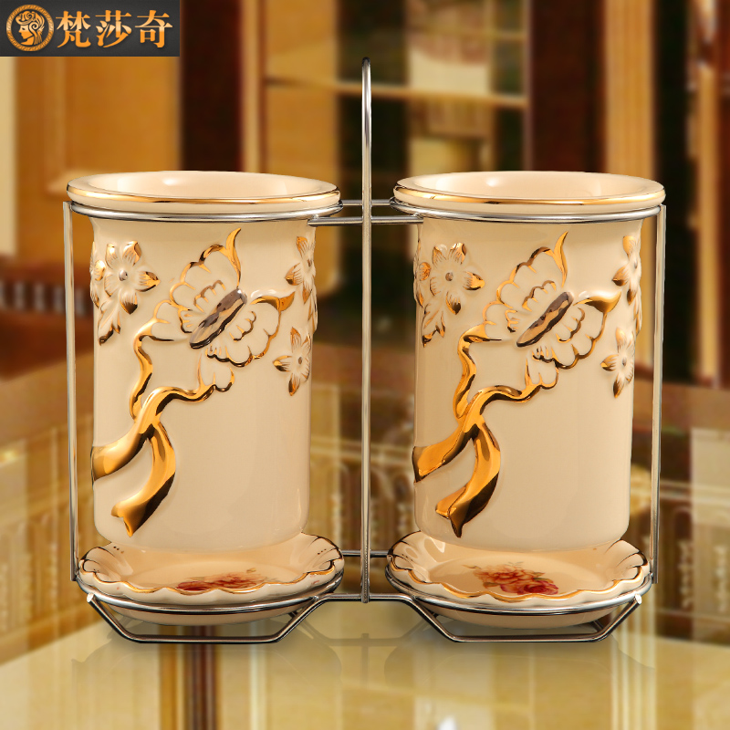 Household ceramics European - style originality chopsticks tube hanging binocular chopsticks chopsticks chopsticks box box mouldproof drop kitchen suits for