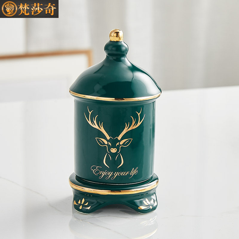 Toothpick barrel creative home dining table home decoration cotton swab living room ornament Nordic high-end toothpick box ceramic hotel