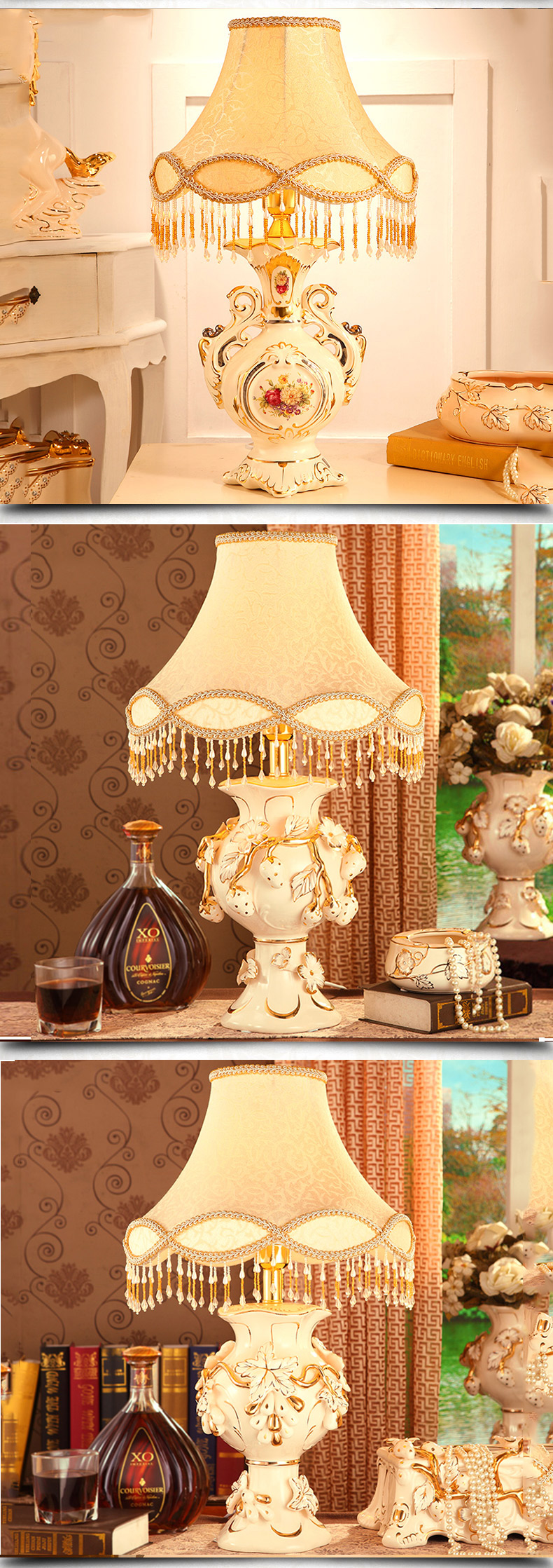 Vatican Sally, European - style key-2 luxury bedroom berth lamp creative sweet retro ceramic I I the lamp lighting