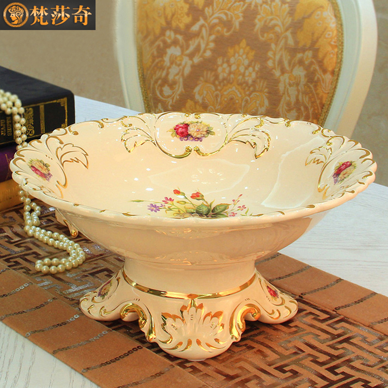 Vatican Sally 's European compote suit creative home furnishing articles sitting room tea table decorations ceramic fruit bowl three - piece suit