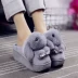 Dép cotton nữ mùa đông dày đáy phiên bản Hàn Quốc của phim hoạt hình trong nhà chống trượt cao gót tăng dép ấm lông mùa đông giày sandal nữ Dép