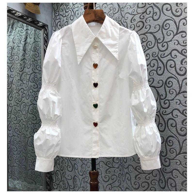 French Puff Sleeve Pointed Collar Shirt for Women 2026 Spring Design Niche Fashion Unique Long-Sleeve Shirt Trendy French Puff Sleeve Pointed Collar Shirt for Women 2026 Spring Design Niche Fashion Unique Long-Sleeve Shirt Trendy