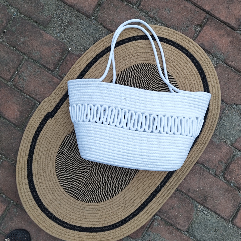 French Straw Woven Ethnic Style Casual Pure Color Large Capacity Student Cut Out Shoulder Satchel Armpit Tote Bag French Straw Woven Ethnic Style Casual Pure Color Large Capacity Student Cut Out Shoulder Satchel Armpit Tote Bag