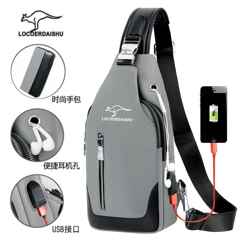 (LOCOER) waterproof and abrasion-proof chest bag men's bag men's inclined satchel bag single shoulder bag small backpack chest front bag casual-Taobao
