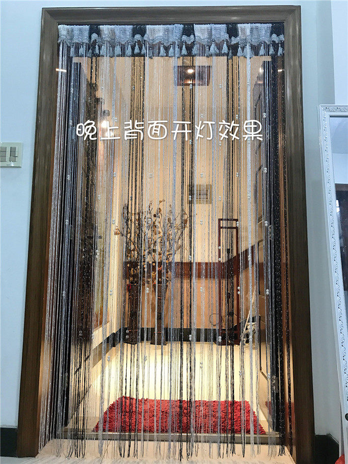 扁银丝珍珠线帘 风水帘珠子窗帘 门帘加密成品隔断玄关家饰-阿里巴巴