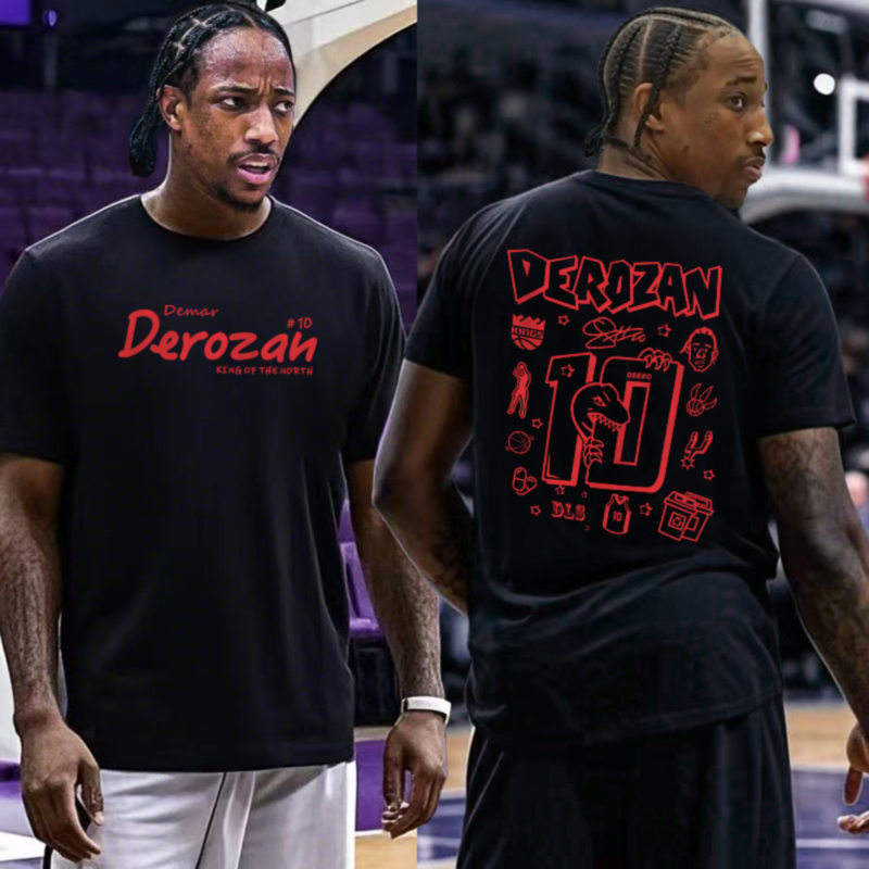 Kings Derozan Training Jersey No. 10 Graffiti Jersey Sports Short-Sleeved T-Shirt American Basketball Top Shooting Jersey