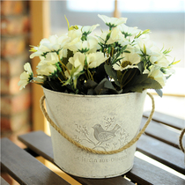 European and American countryside pastoral retro tin bucket decoration old flower bucket iron craft multi-meat flower pot flower pot