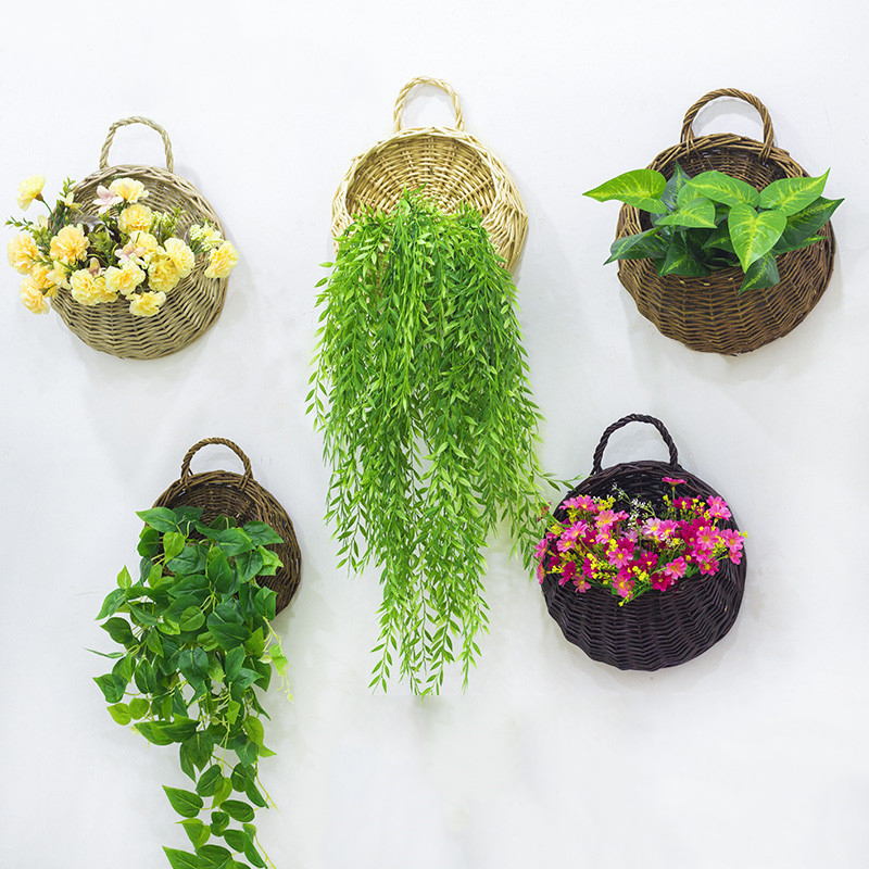 Wall decoration willow weaving flower basket willow weaving flower pot flower ware wall hanging flower pot hanging basket hanging vine weaving wall hanging flower basket