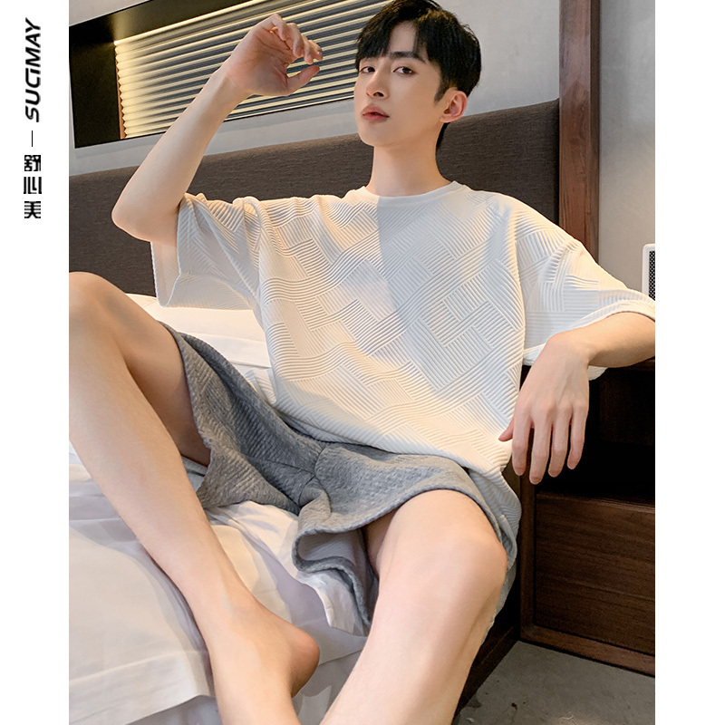 Summer Pure Cotton Pajamas for Men, 2026 New Short-Sleeved Shorts Loungewear, Thin Summer Plus-Size Set