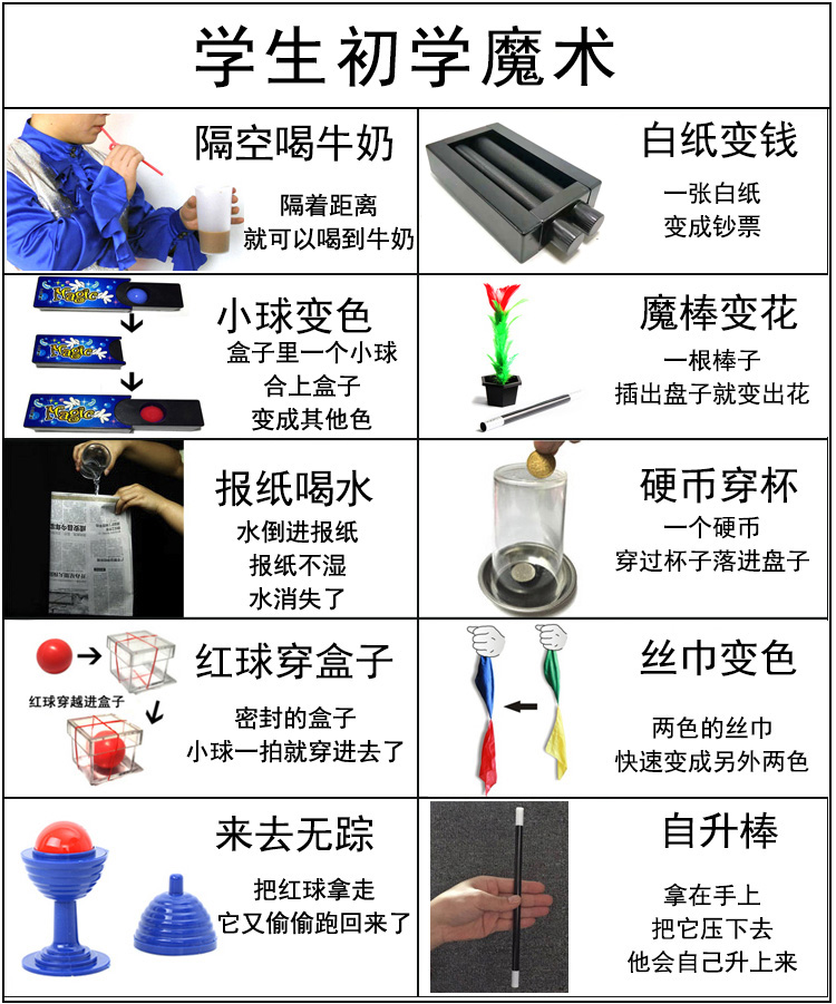 Students Children Magic Props Interactive Near Scene Stage Parties Magic Props Suit Gala Zero Foundation Kids