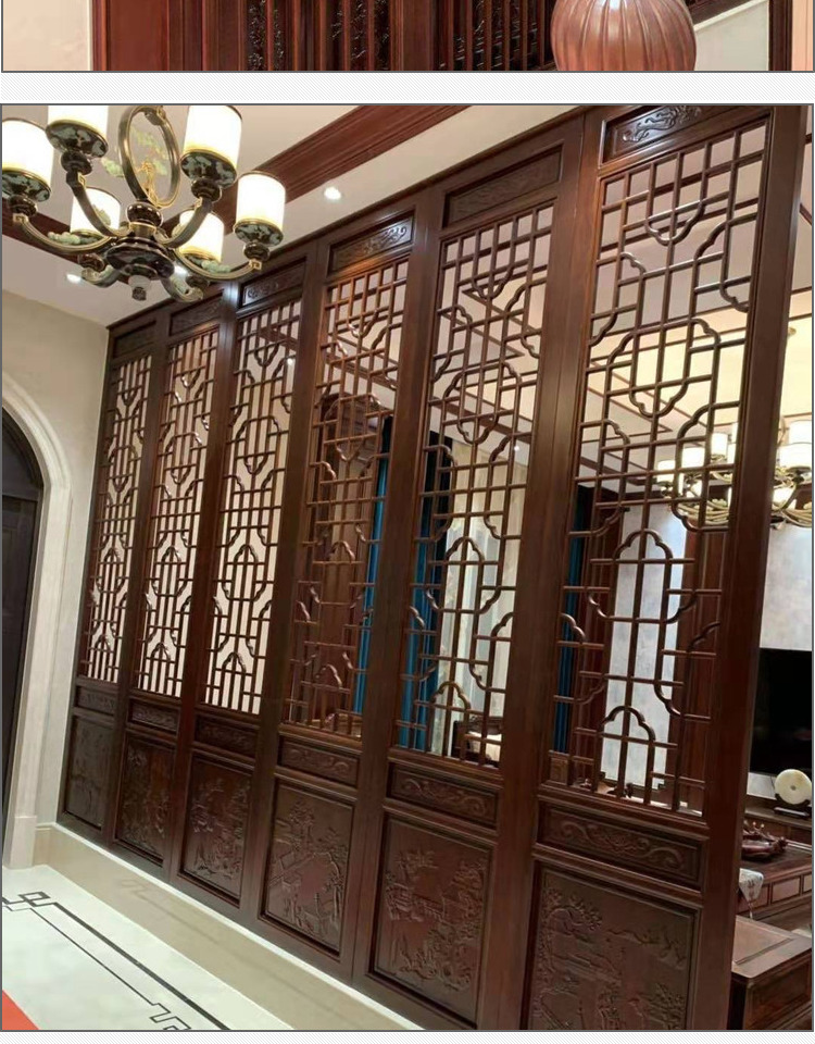 Dongyang khắc gỗ phong cách Trung Quốc vách ngăn gỗ rắn từng bước cao cổ TV nền tường rỗng cửa và màn hình cửa sổ Xuân - Màn hình / Cửa sổ vách lam gỗ