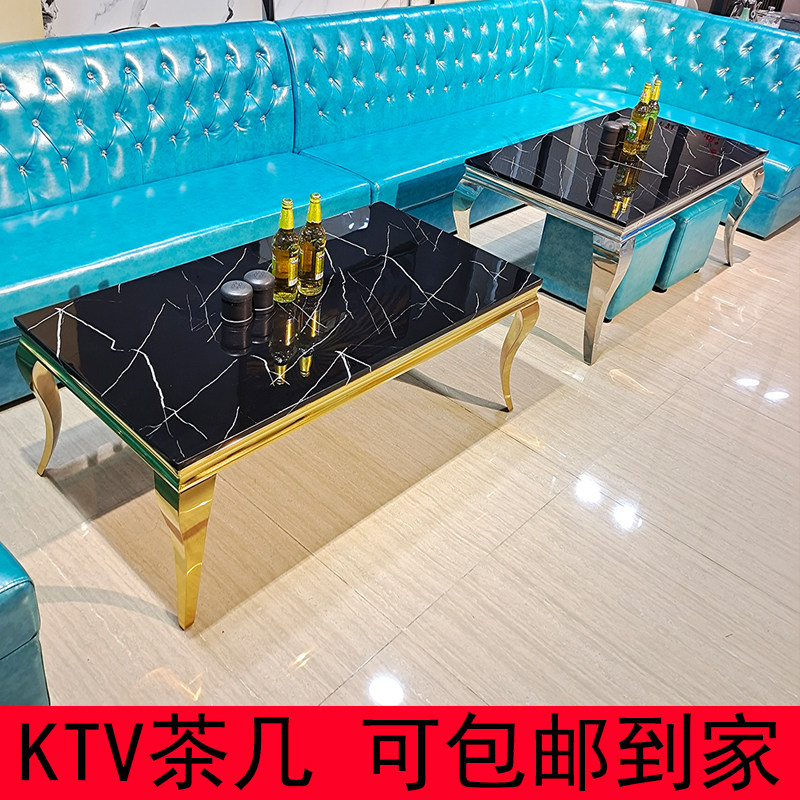 Журнальный столик KTV, мраморная поверхность, ящик из закаленного стекла, простая барная стойка, прозрачная барная стойка, специальный титановый столик для ножек на колесиках Изображение 1