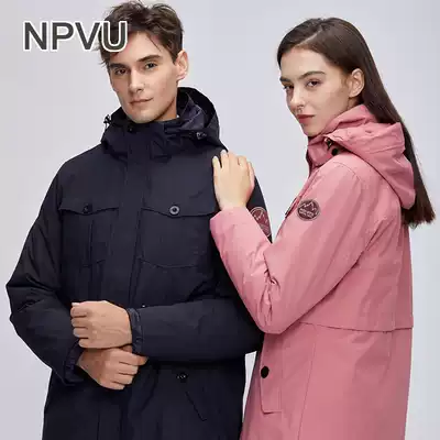 NPVU stormtrooper men's and women's three-in-one removable two-piece set autumn and winter thickened warm tide brand jacket mountaineering clothing