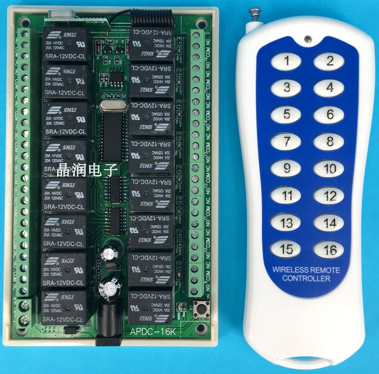 New 16-way wireless remote control 16-way remote control switch 16-way receiving controller 12V24v controller