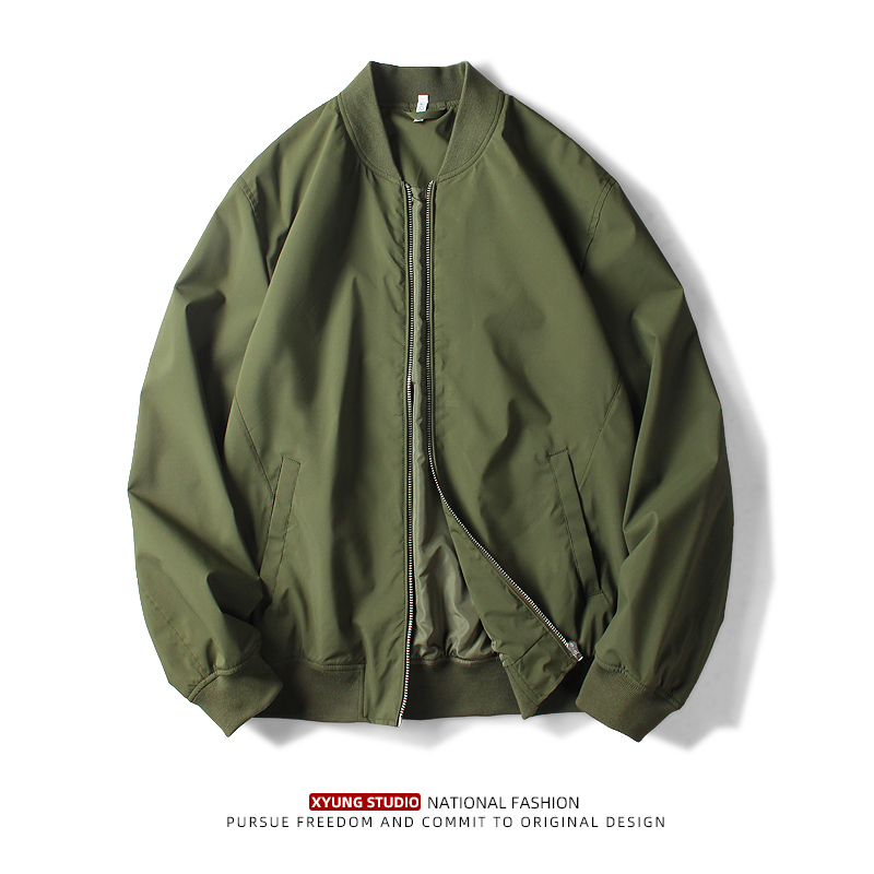 American Casual Short Stand-Up Collar Thin Jacket Men's Spring and Autumn Baseball Jacket Trendy Coat Korean Style Flight Jacket Coach Jacket