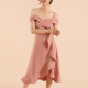 TANSSHOP off-the-shoulder one-word collar sling ruffles waist bridesmaid dress sisters dress dress D443A