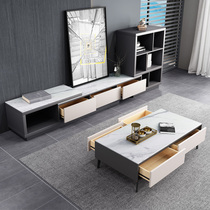 Italian minimalist TV cabinet Coffee table combination set Small apartment telescopic rock floor cabinet Modern simple storage cabinet