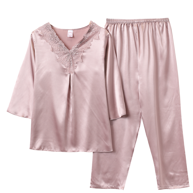 Silk pijama, summer thin long-sleeve, set, plus size