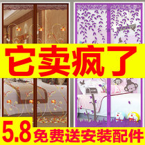 Summer home anti-mosquito door curtain door mosquito net self-priming encrypted screen partition curtain bedroom Velcro magnet screen door