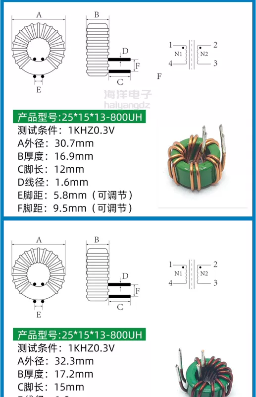 25*15*13-1/1.5/3/10/20MH vòng từ chế độ chung cảm ứng vòng sặc/bộ lọc mạch đo cuộn cảm