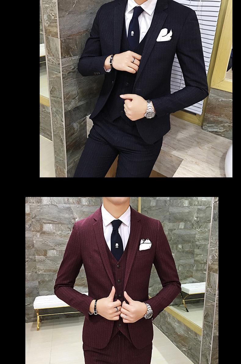 Bộ đồ vest nam sọc phiên bản Hàn Quốc của chú rể chuyên nghiệp shop do nam cao cap