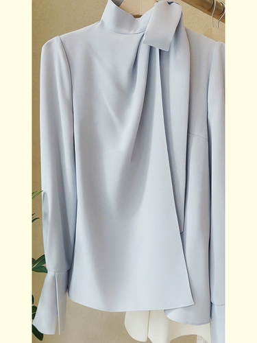 Синяя осенняя модная элитная элегантная рубашка