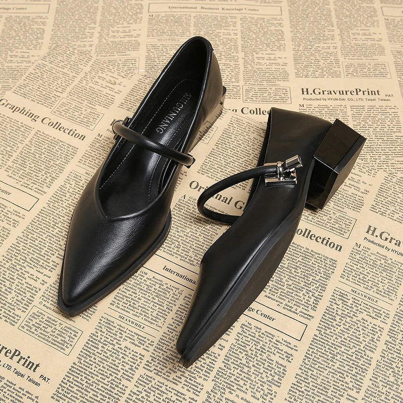 French Genuine Leather Exquisite French-Style Pointed-Toe Single Shoes for Women, 2026 Autumn New Hot-Selling Black Office Work Shoes, Small Leather Shoes French Genuine Leather Exquisite French-Style Pointed-Toe Single Shoes for Women, 2026 Autumn New Hot-Selling Black Office Work Shoes, Small Leather Shoes