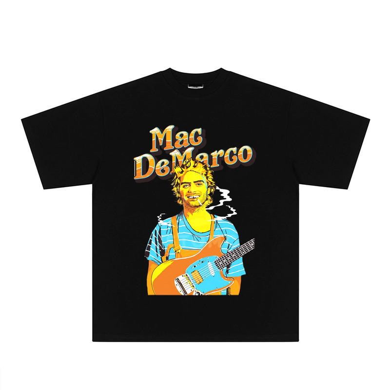 Mac Demarco Independent Music Merchandise T-Shirt Heavyweight Pure Cotton Short-Sleeve Loose Fit Vintage-Style Small Neckline Unisex Long-Sleeve
