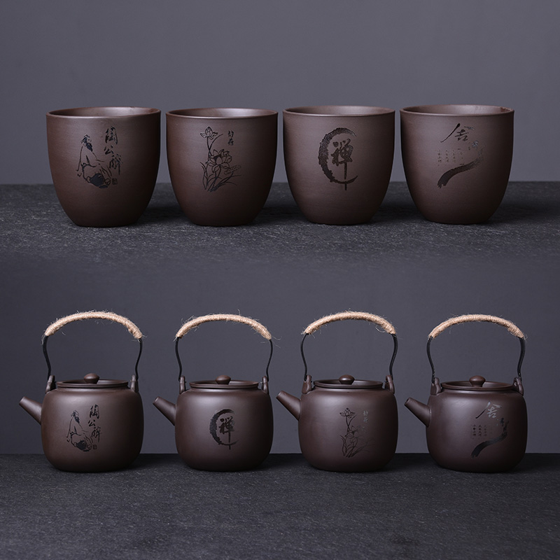 Restoring ancient ways is a complete set of the run of mine ore purple sand pot of girder kung fu tea set suit household teapot cup cold water mass