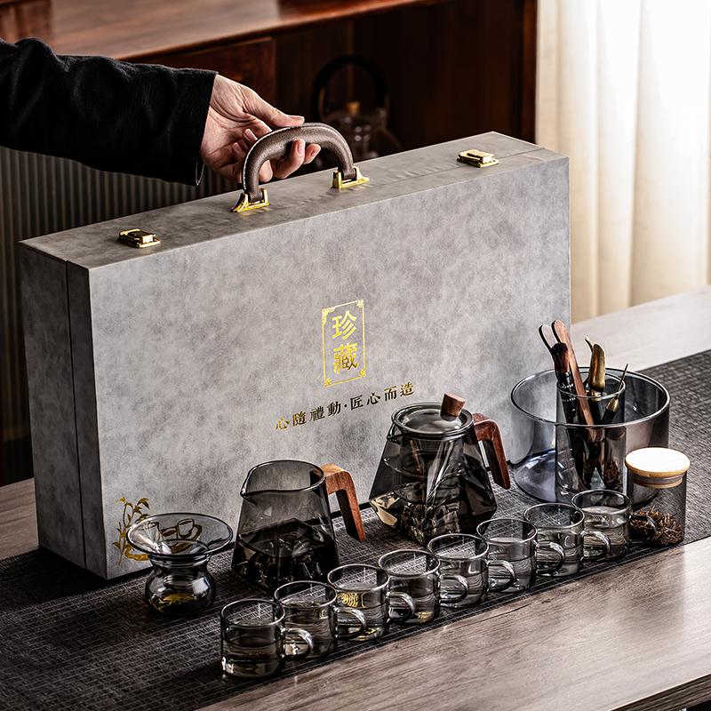 Porcelain brand tea glass tea set Chinese style light luxury high-end high-temperature resistant kung fu teapot tea water separator gift box