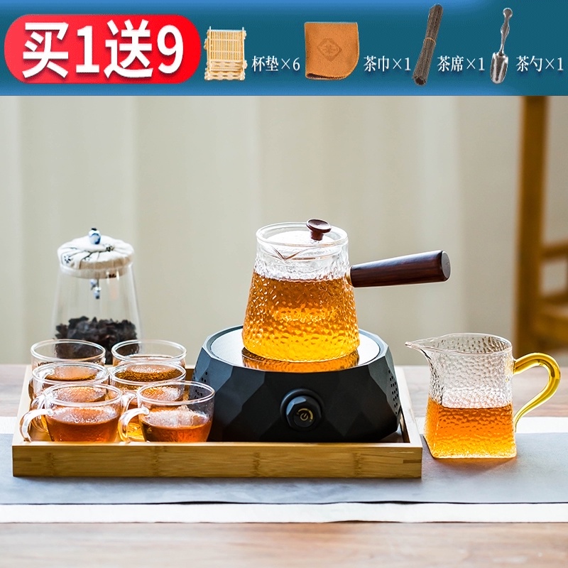 Black crystal furnace teapot Glass tea set Household filter tea maker High temperature steam tea kettle Flower tea single pot