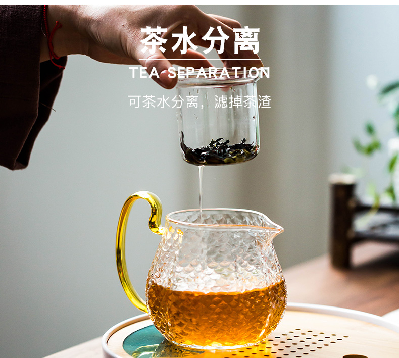 Japanese transparent glass tea set of dry teapot household small set of simple filtering high temperature hold of tea cups