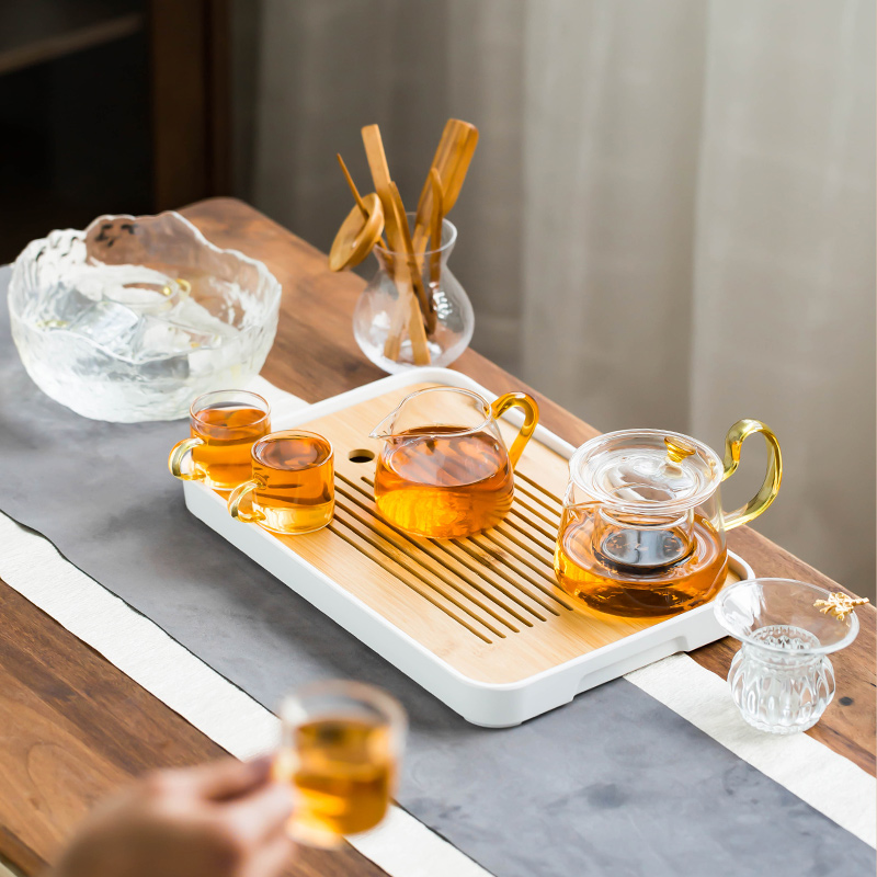 The Heat - resistant glass tea set suit modern household kunfu tea transparent small tea set, contracted Japanese tea cups