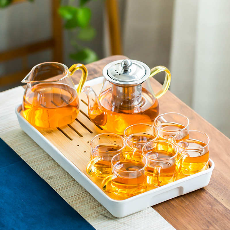 Glass tea set household teacup kung fu tea heat resistant high temperature brewing tea artifact simple filter small teapot