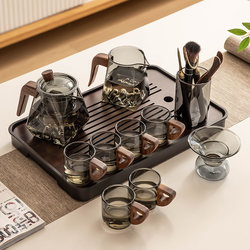 2025 New arrival Glass Tea Set Suit For Home Living Room Teapot Tea Tray Office Reception Tea Drinking Oven Mitts Tea Cups