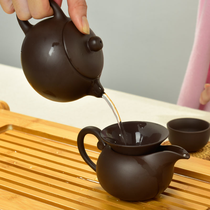 Yixing undressed ore purple xi shi pot of purple sand kung fu tea pot teapot with filtering semi - manual pot of 200 ml