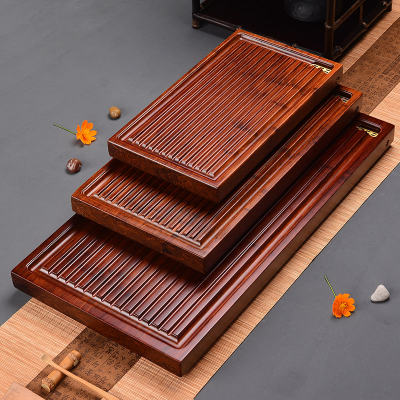 A whole flat bamboo tea tray made of solid wood drainage Kung Fu tea set tea sea tea table tray