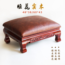Single-sided carved solid wood worship mat imitation leather thickened sponge for a long time not tired soft and comfortable kowtow pad 48*38